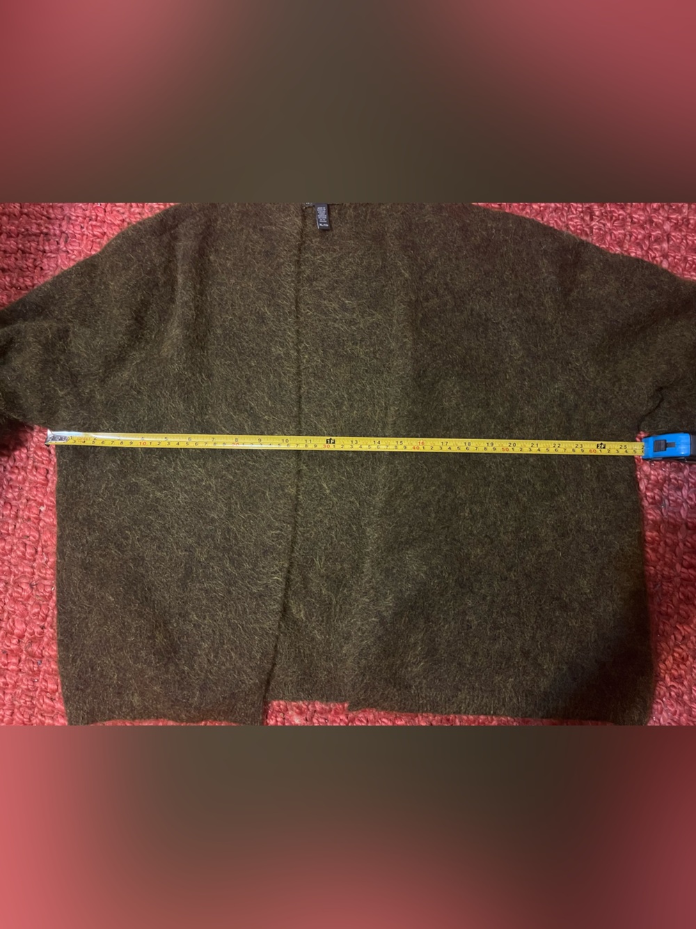 Eileen Fisher Mohair Plush Melange Cardigan Open Front Olive Green Size XL - Picture 10 of 12